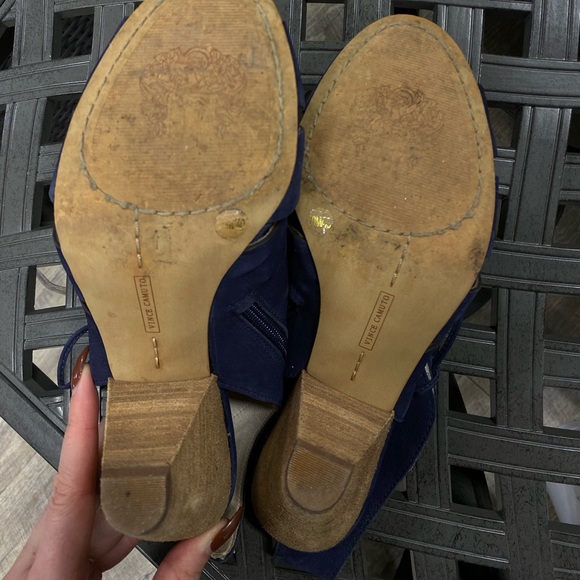 Vince Camuto Estie navy suede lace up cutout open toe heels - Picture 5 of 6